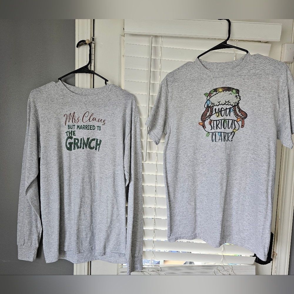 Gray Graphic Long Sleeve and T-Shirt Set